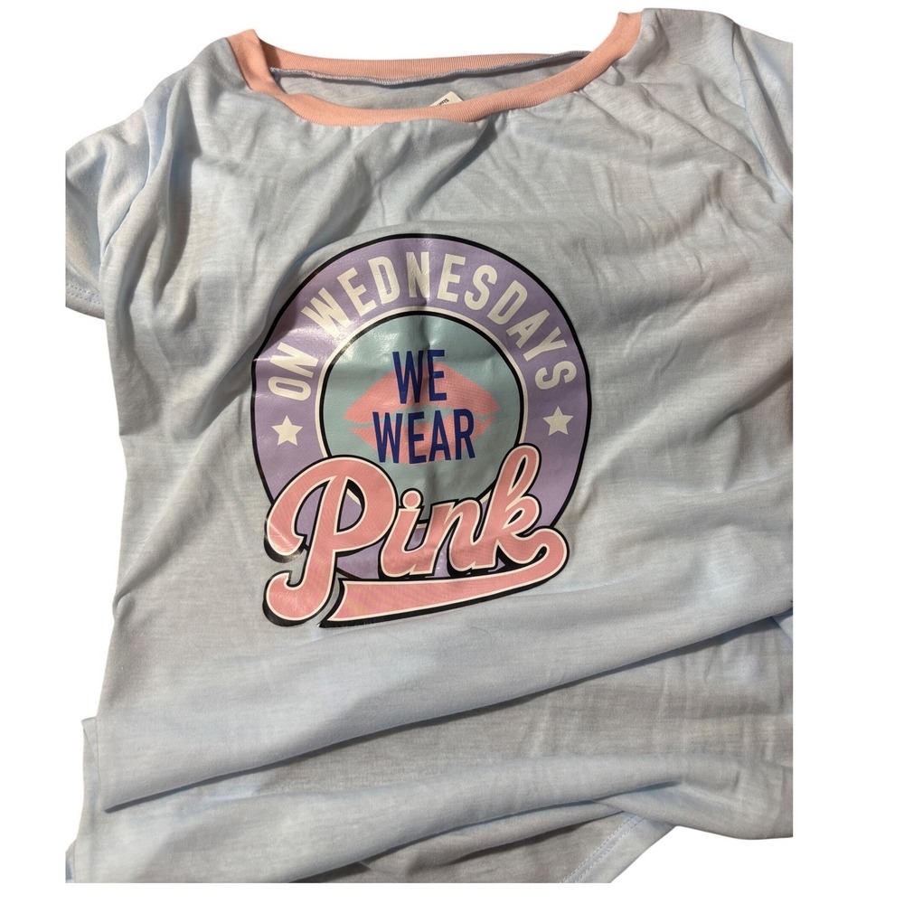 NWOT Mean Girls Dog Shirt Size XXXL Blue and Pink "On Wednesday We Wear Pink"‎